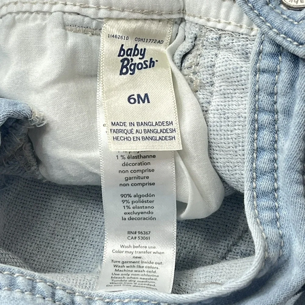 Baby B'gosh Light Wash‎ Denim Overalls with Gold Belt 6M